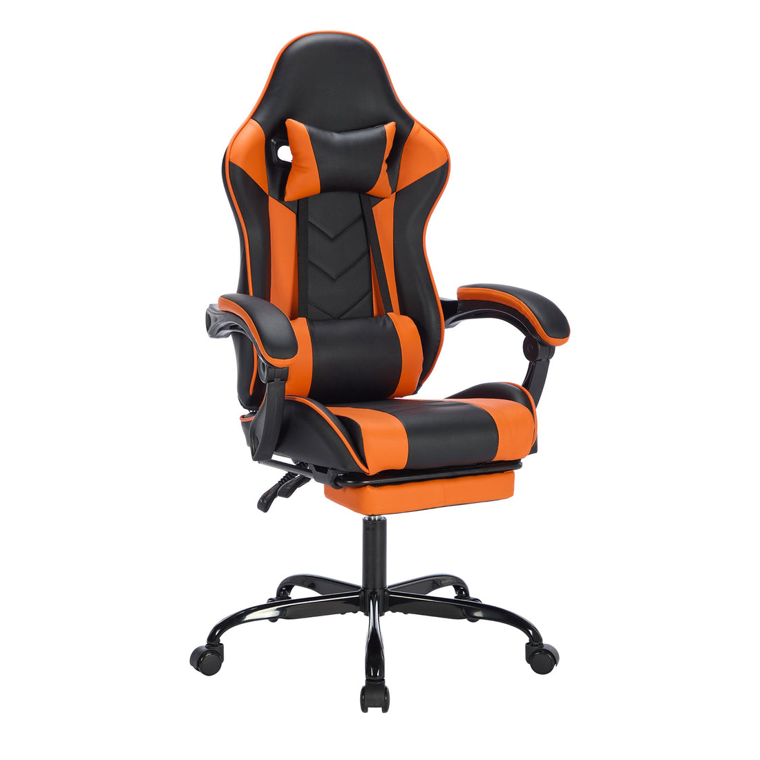 Reclining gaming chair with footrest and lumbar support