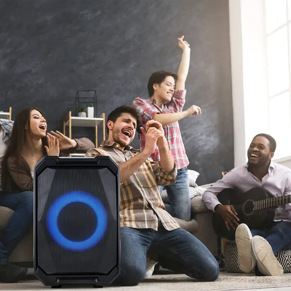 Portable Party Speaker with LED Lights and 2 Wireless Microphones