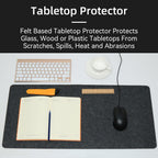 Felt mouse pad with laptop workspace