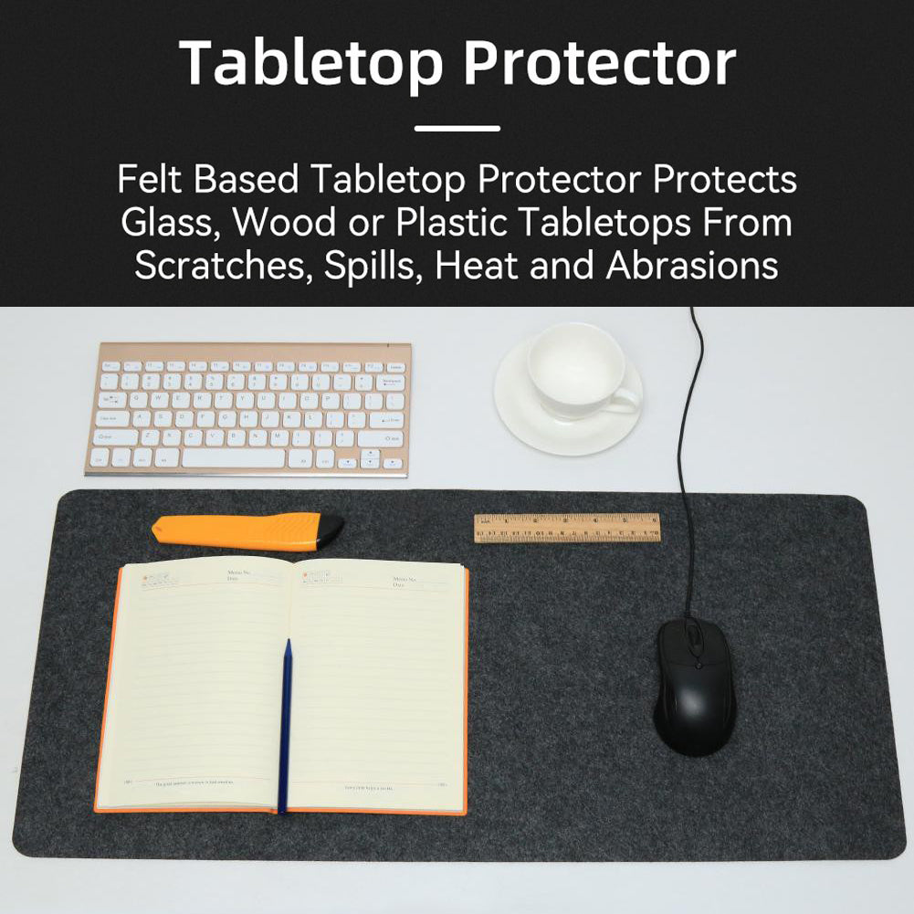 Felt mouse pad with laptop workspace