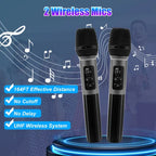 Portable Party Speaker with LED Lights and 2 Wireless Microphones