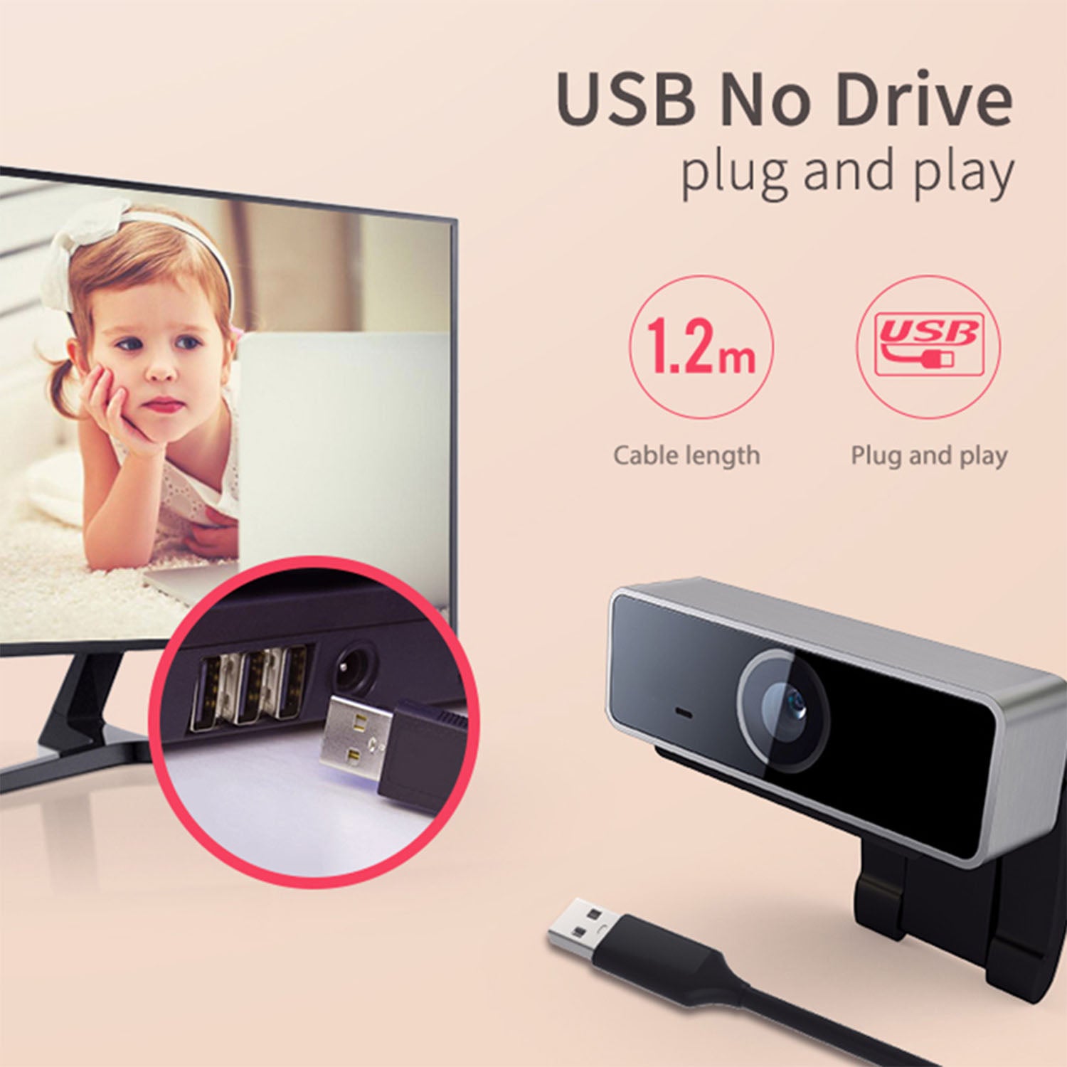 FHD 1080P USB Webcam for Streaming and Video Calls