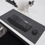 Desk mat rolled up for travel storage