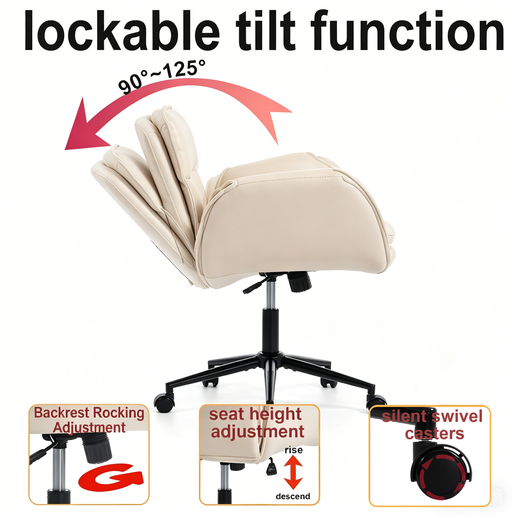Criss Cross Ergonomic Office Chair Beige PU