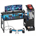 Gaming desk storage drawers open