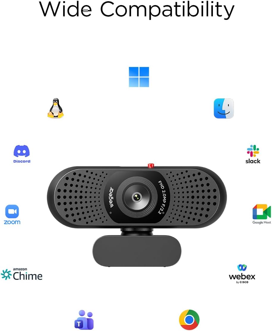 1080P Webcam for PC – Full HD Camera with Dual Microphones, USB Plug & Play