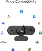 1080P Webcam for PC – Full HD Camera with Dual Microphones, USB Plug & Play