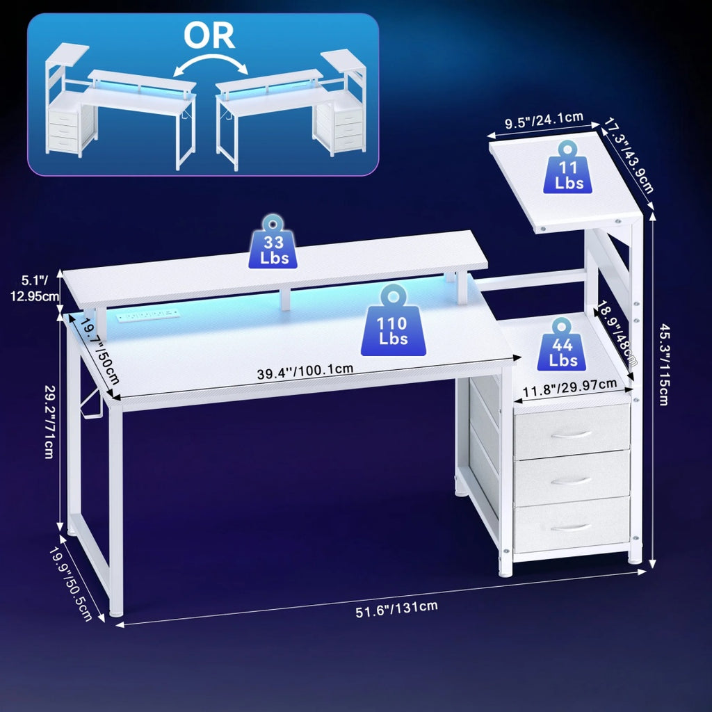 52 inch desk built-in USB port detail