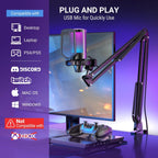 FIFINE AmpliGame A6T USB Gaming Microphone Kit, Condenser Mic for Streaming