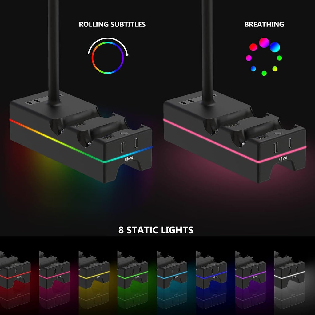RGB dock USB charging port and AC outlet