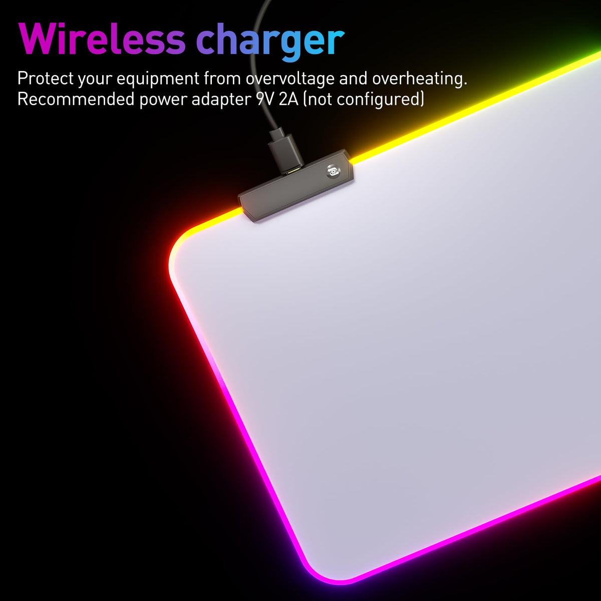 RGB gaming desk mat rolled up
