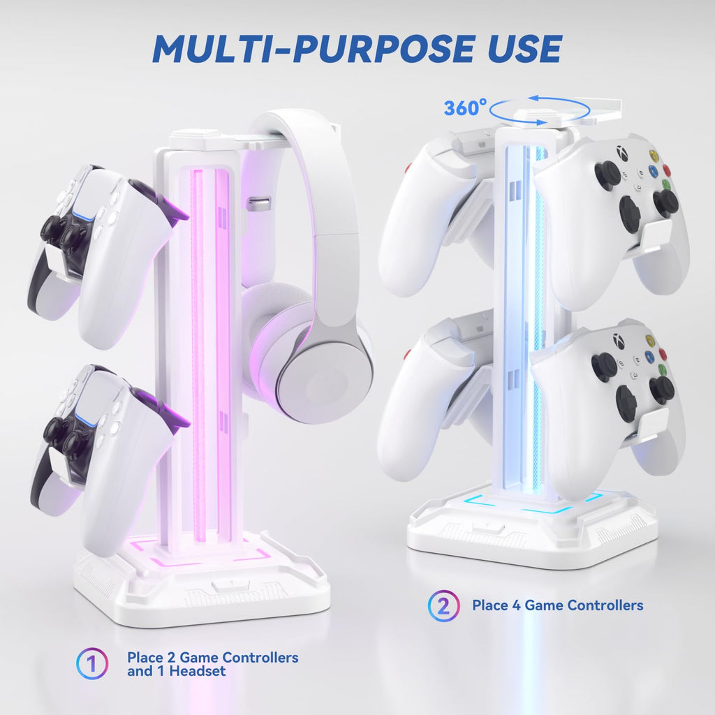 Gaming headset displayed on RGB stand