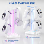 Gaming headset displayed on RGB stand