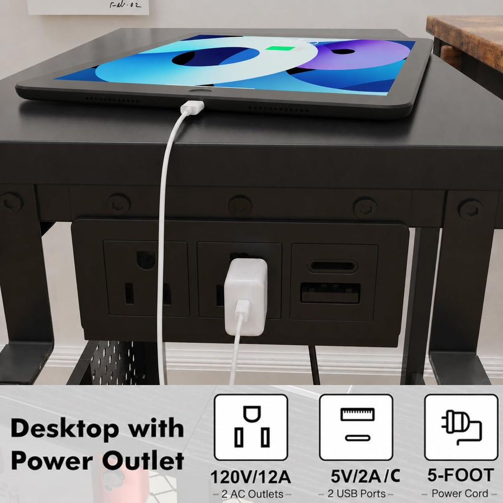 Adjustable PC Tower Stand – Computer Holder with Charging Station & Pegboard Organizer