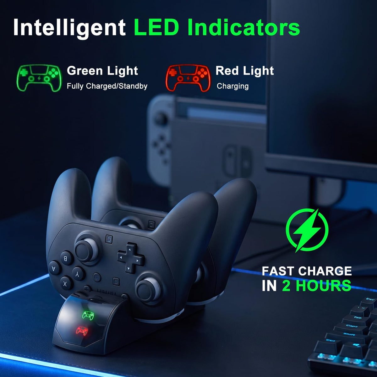Charging station with two controllers docked