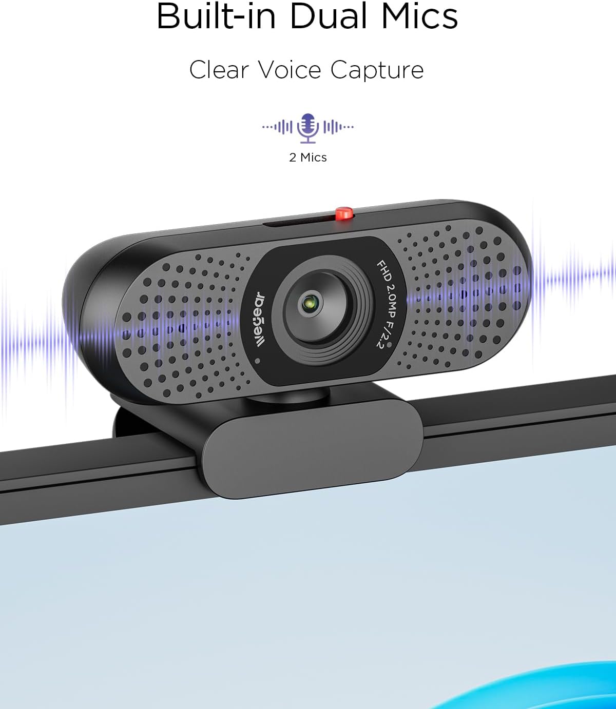 1080P Webcam for PC – Full HD Camera with Dual Microphones, USB Plug & Play