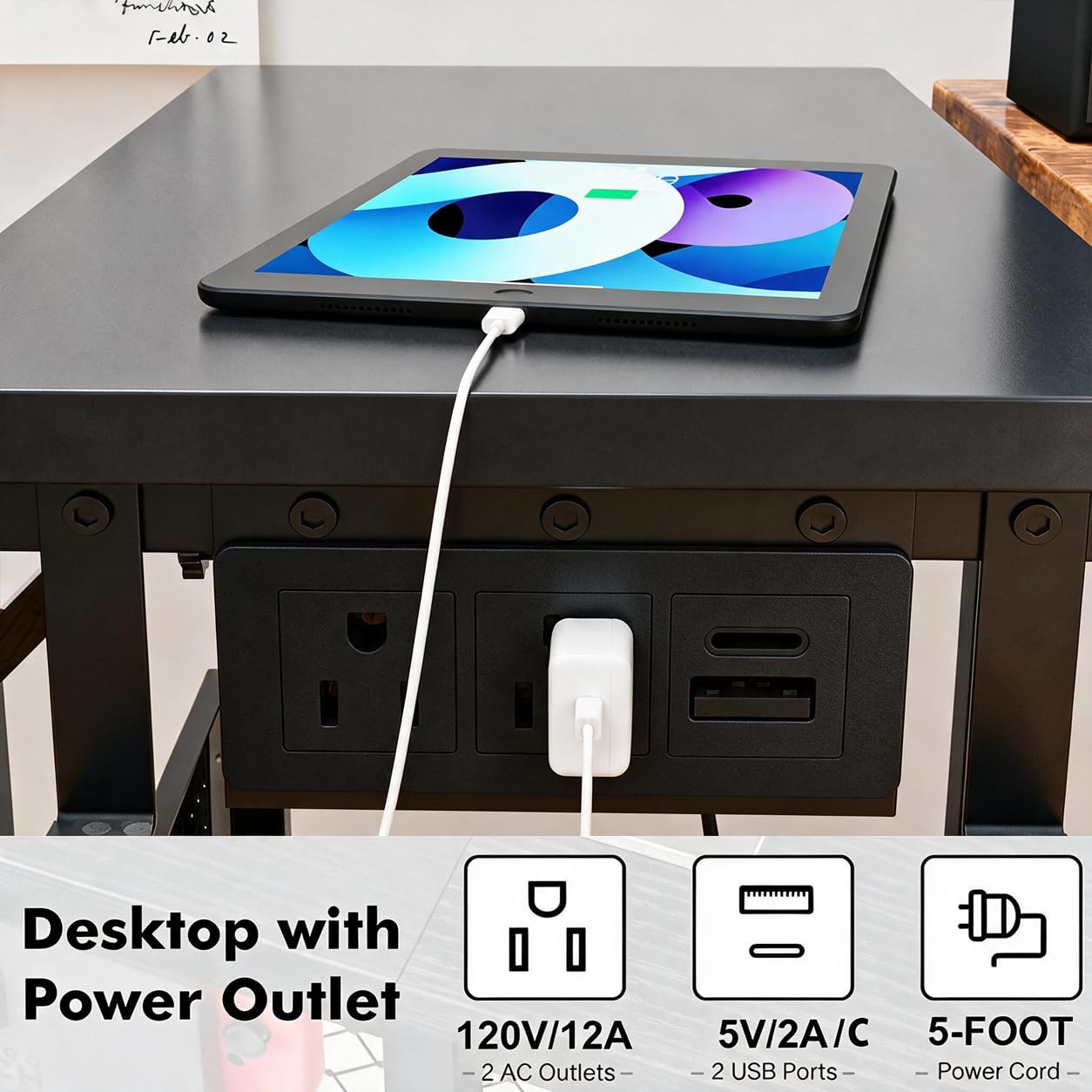 Adjustable PC Tower Stand – Computer Holder with Charging Station & Pegboard Organizer