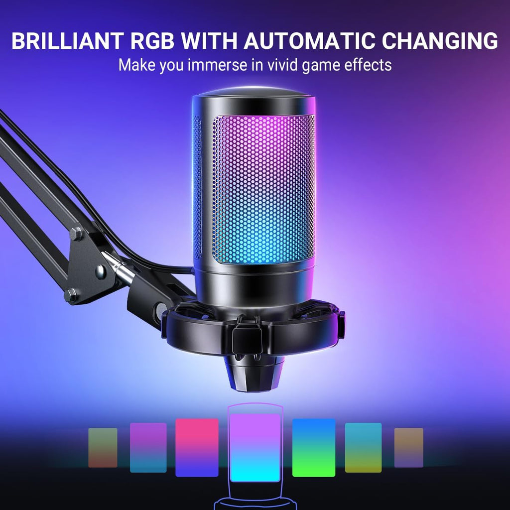FIFINE AmpliGame A6T USB Gaming Microphone Kit, Condenser Mic for Streaming