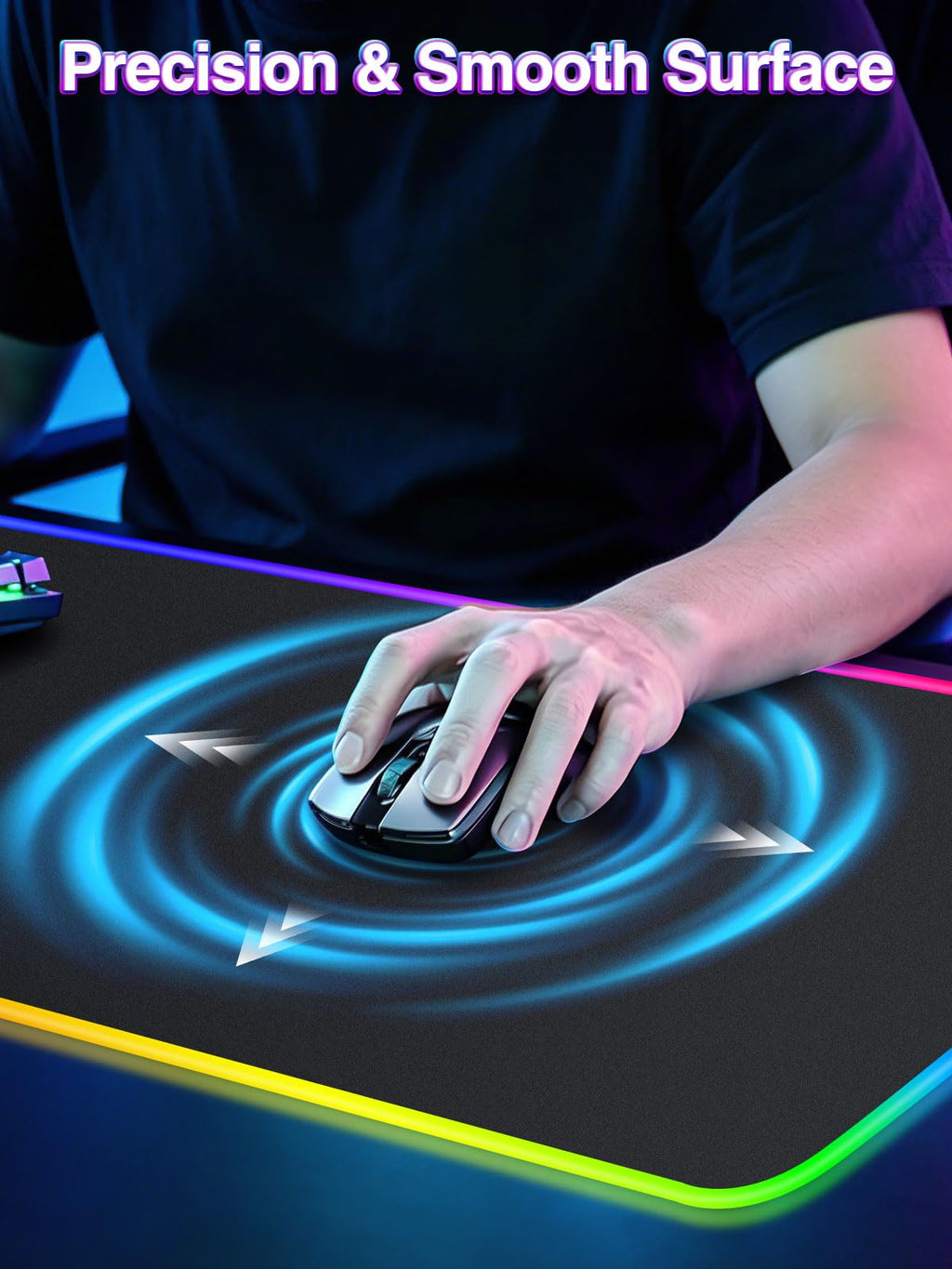XXL RGB LED Gaming Mouse Pad – Wireless Charger, Phone Holder & 25 Lighting Effects