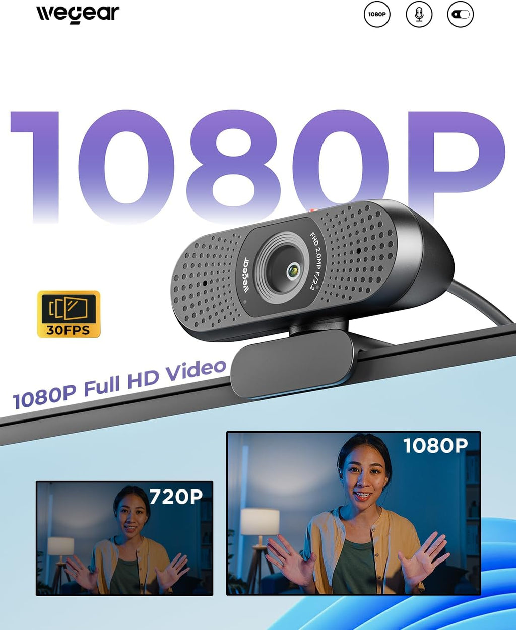 1080P webcam on laptop screen