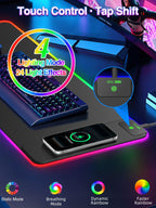 XXL RGB LED Gaming Mouse Pad – Wireless Charger, Phone Holder & 25 Lighting Effects