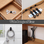100 Pcs Cable Management Under Desk, Hook and Loop Cable Straps, Black