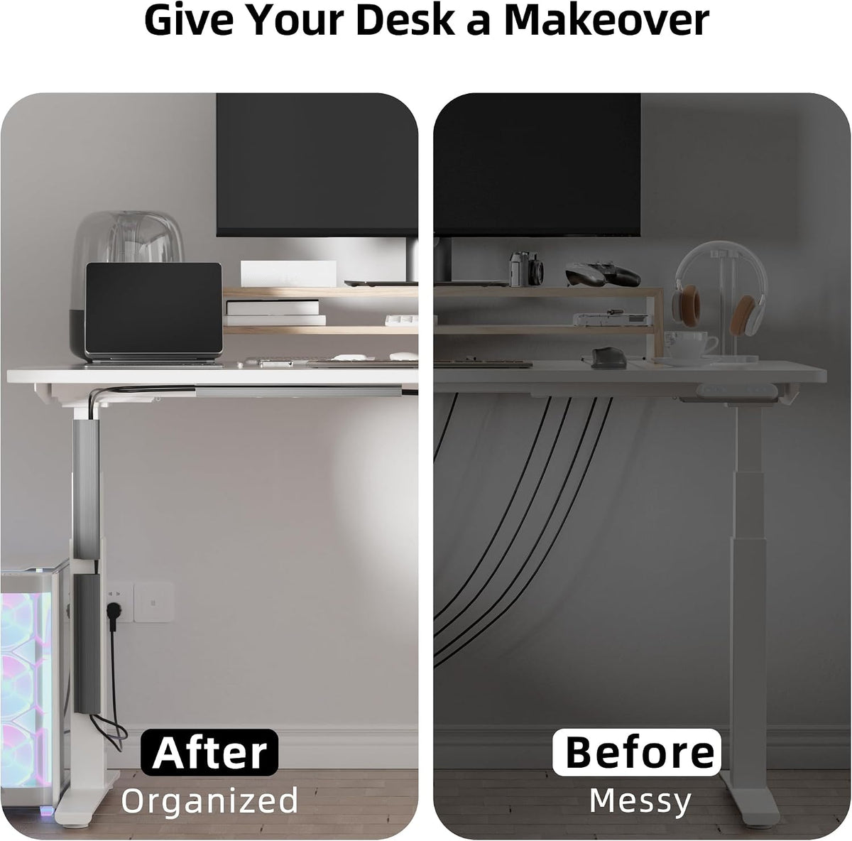 Cable Management 6-Pack – Under Desk Cord Organizer Set, Black