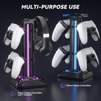 RGB Headset Stand – 9 Light Modes, Rotatable Headphone Holder with Controller Hook