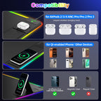 XXL RGB LED Gaming Mouse Pad – Wireless Charger, Phone Holder & 25 Lighting Effects