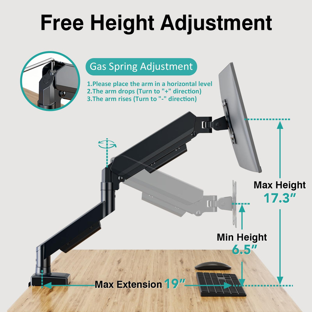 Dual Monitor Stand – Adjustable Desk Mount for 17–32" Screens, Full Motion VESA