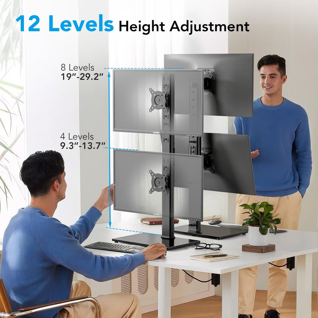 Dual Monitor Stand – Adjustable Desk Mount for 17–32" Screens, Full Motion VESA