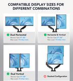 Dual Monitor Stand – Adjustable Desk Mount for 17–32" Screens, Full Motion VESA
