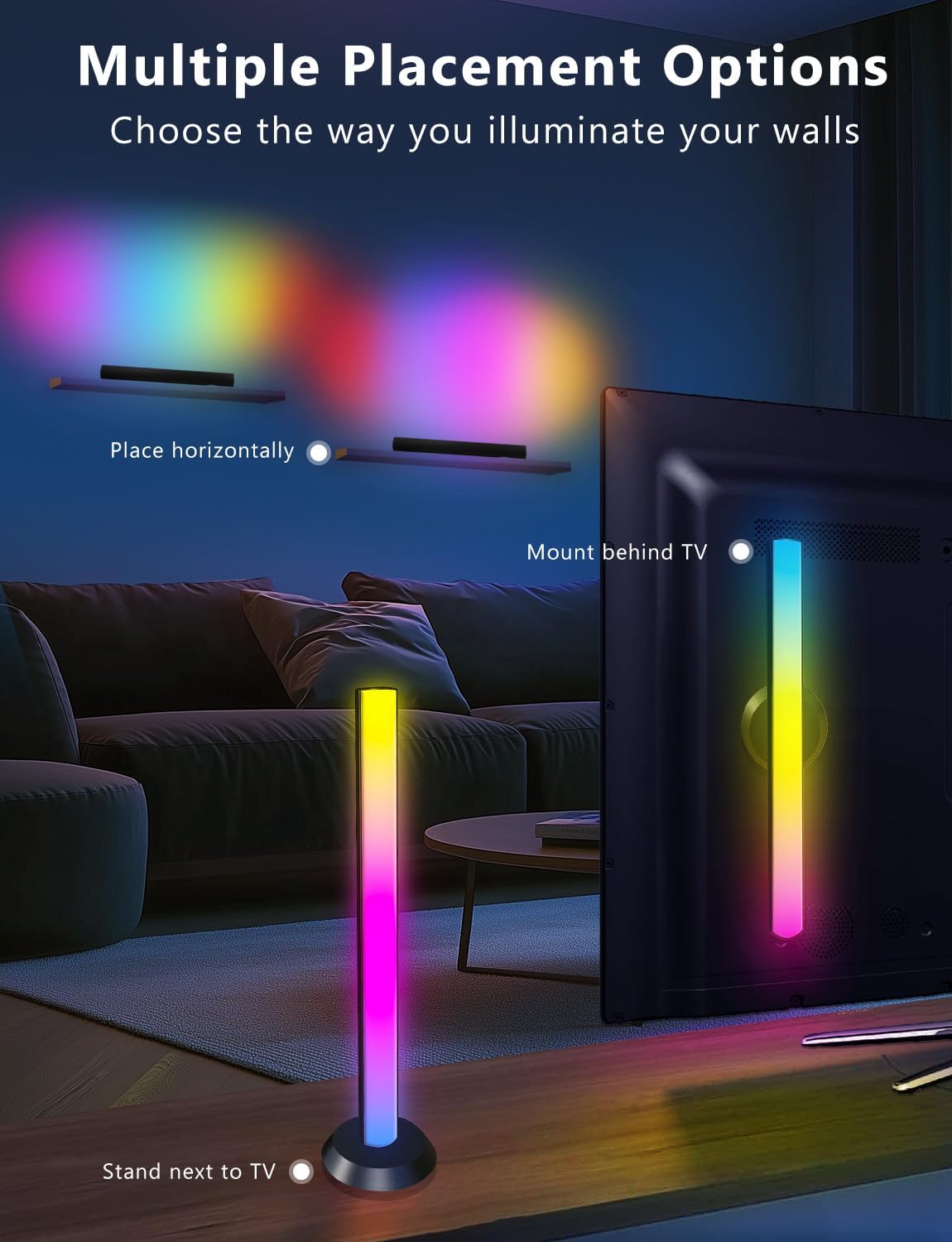 Gaming room lights color options display