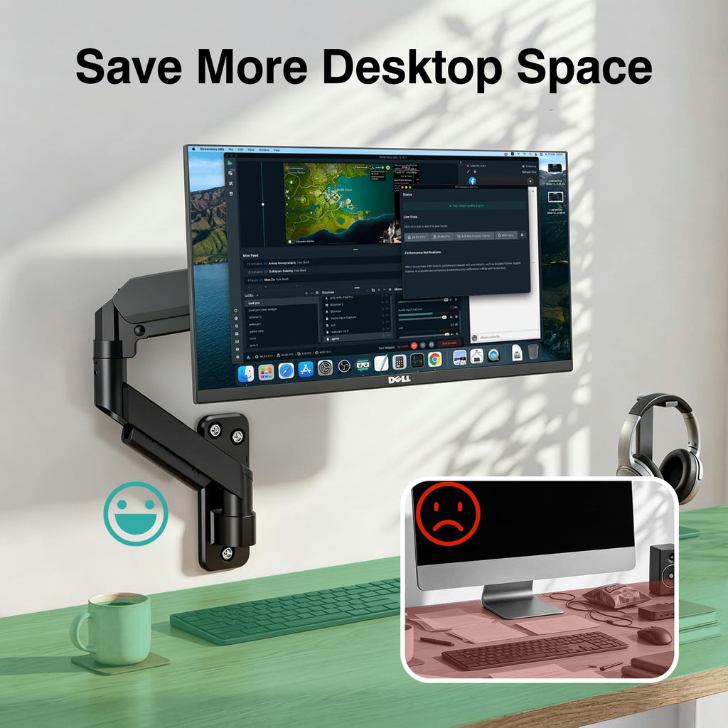 Dual Monitor Stand – Adjustable Desk Mount for 17–32" Screens, Full Motion VESA