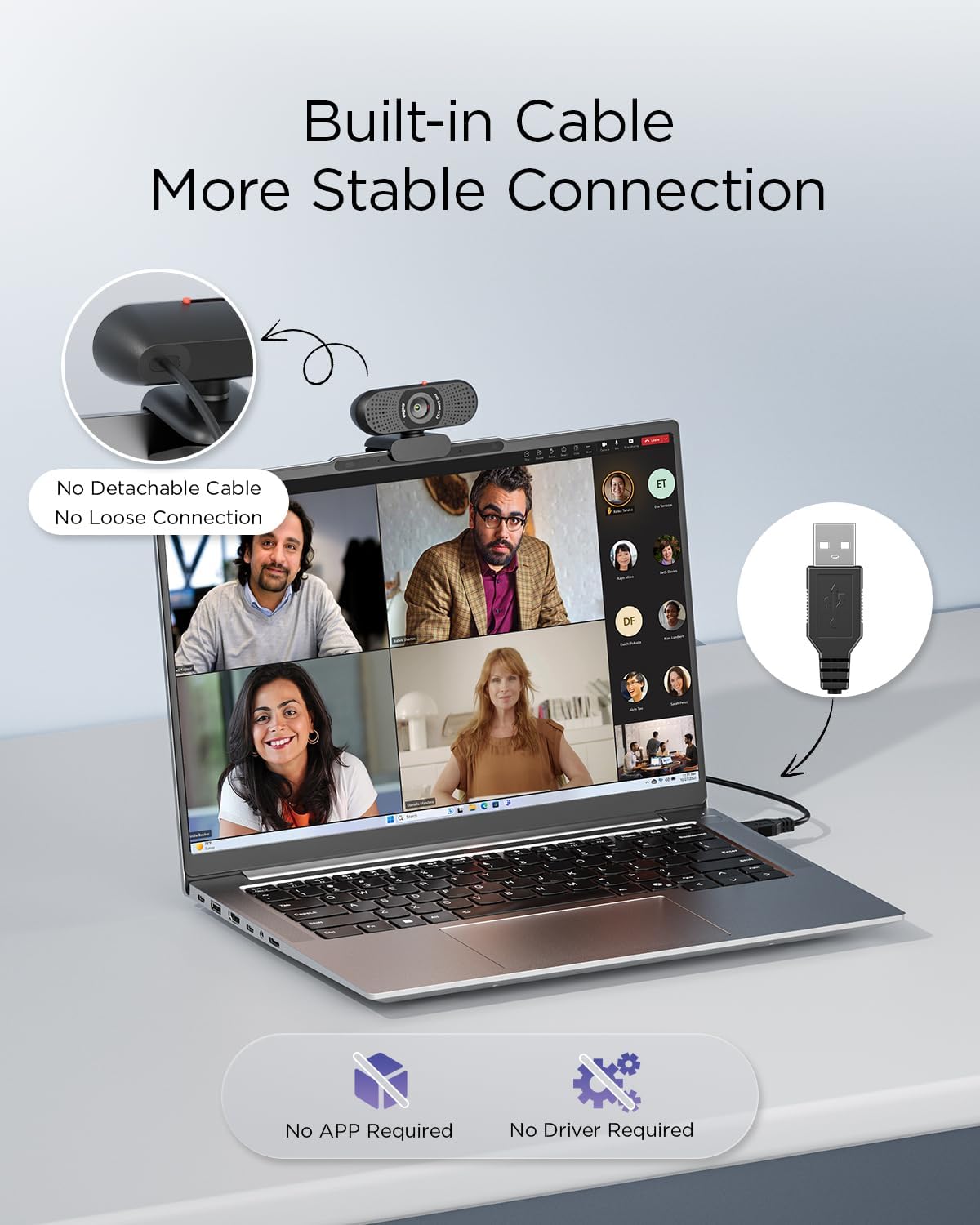 1080P Webcam for PC – Full HD Camera with Dual Microphones, USB Plug & Play