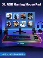 XXL RGB LED Gaming Mouse Pad – Wireless Charger, Phone Holder & 25 Lighting Effects