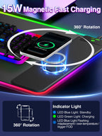 XXL RGB LED Gaming Mouse Pad – Wireless Charger, Phone Holder & 25 Lighting Effects