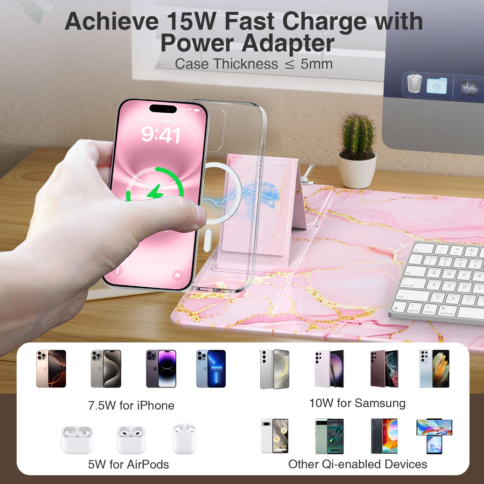 XXL RGB LED Gaming Mouse Pad – Wireless Charger, Phone Holder & 25 Lighting Effects