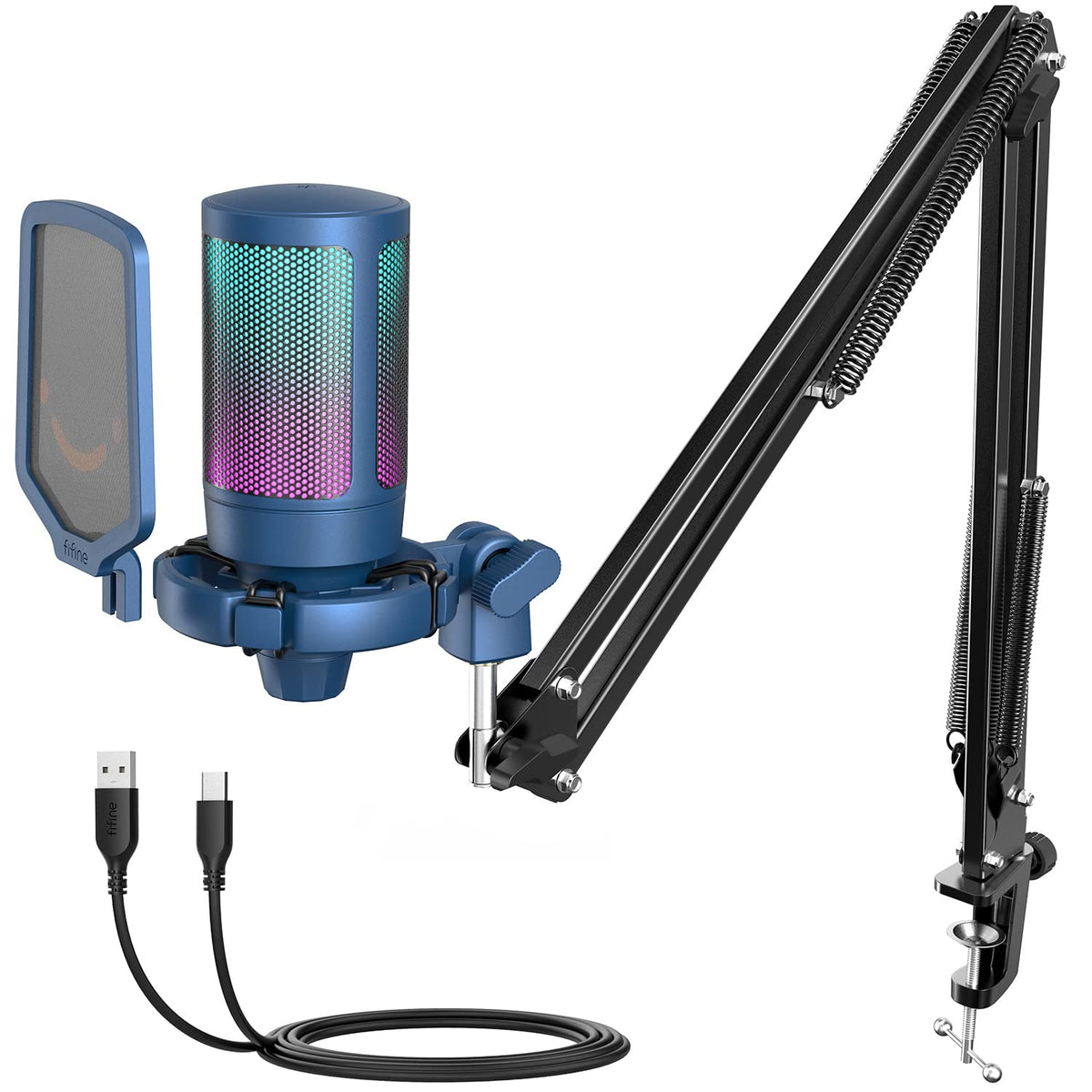 FIFINE AmpliGame A6T USB Gaming Microphone Kit, Condenser Mic for Streaming