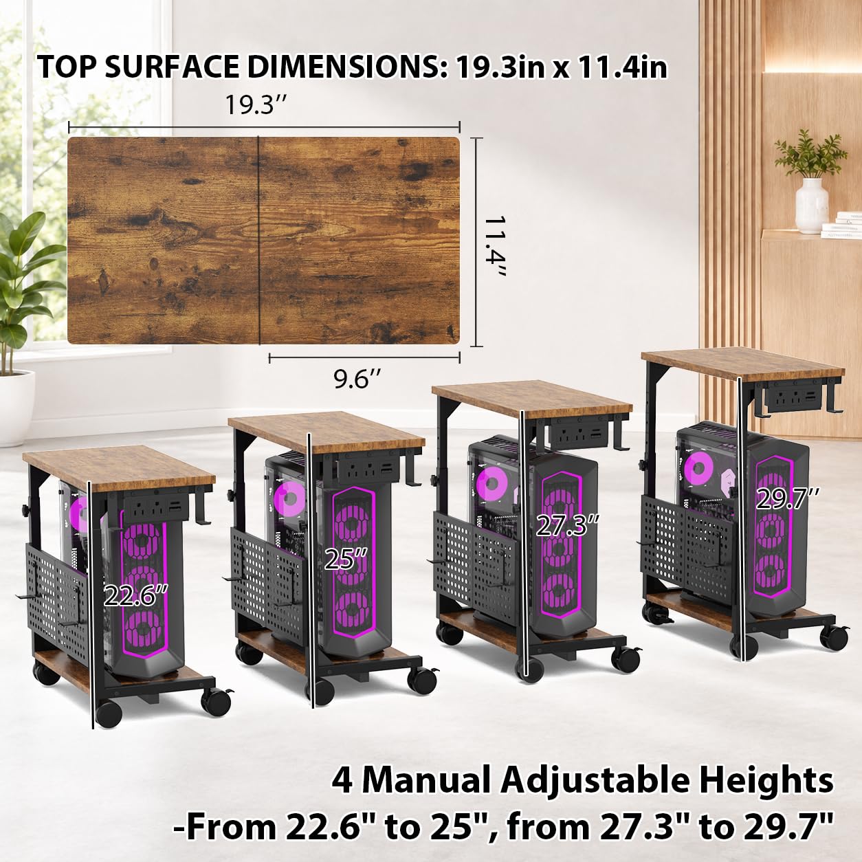 Tower stand storage organizer detail