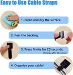 80-Pack Hook & Loop Cable Ties – Under Desk Cable Management Straps, Black & White
