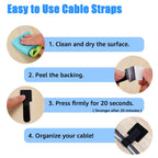 80-Pack Hook & Loop Cable Ties – Under Desk Cable Management Straps, Black & White