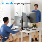 Dual monitor setup on adjustable arm mount