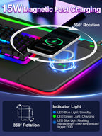 XXL RGB LED Gaming Mouse Pad – Wireless Charger, Phone Holder & 25 Lighting Effects