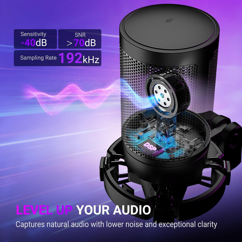 FIFINE AmpliGame A6T USB Gaming Microphone Kit, Condenser Mic for Streaming