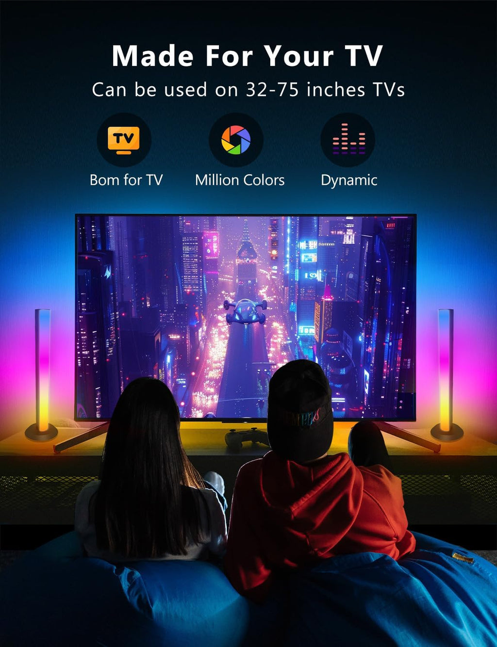 RGB TV backlight bars glowing blue