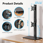 Dual Monitor Stand – Adjustable Desk Mount for 17–32" Screens, Full Motion VESA
