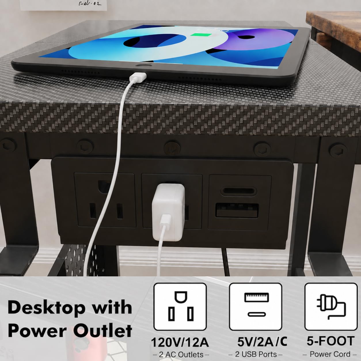 Adjustable PC Tower Stand – Computer Holder with Charging Station & Pegboard Organizer