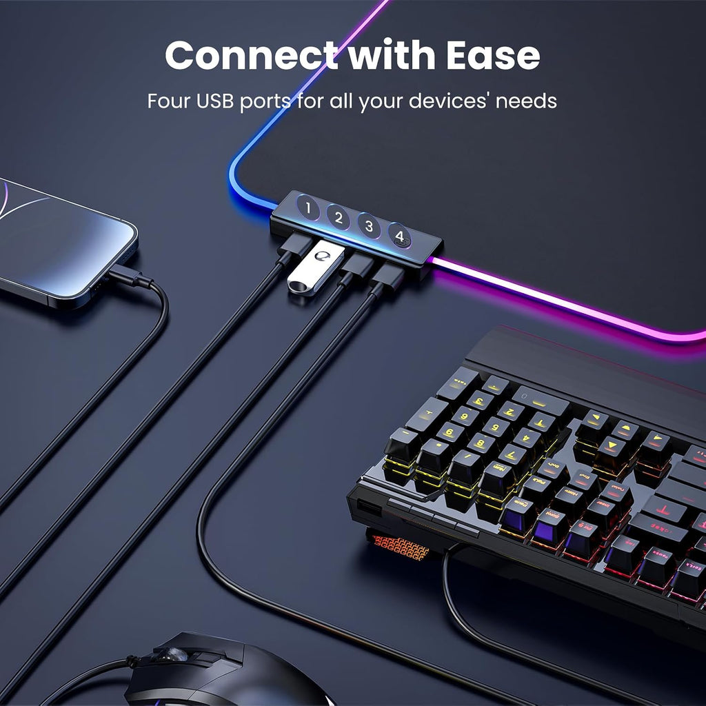 Mouse pad built-in USB hub ports
