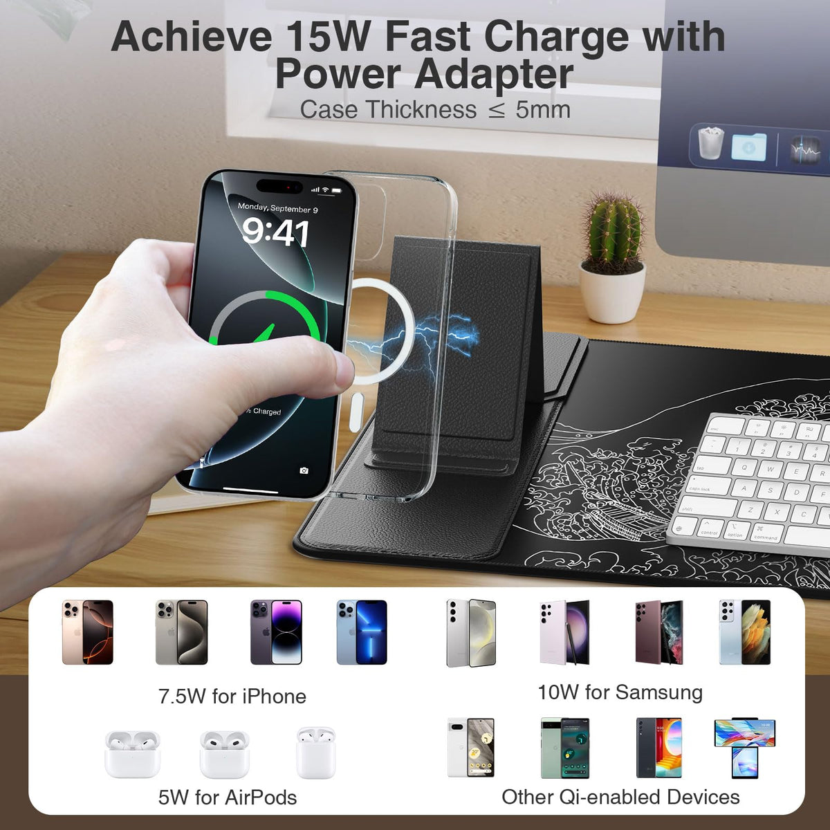 XXL RGB LED Gaming Mouse Pad – Wireless Charger, Phone Holder & 25 Lighting Effects